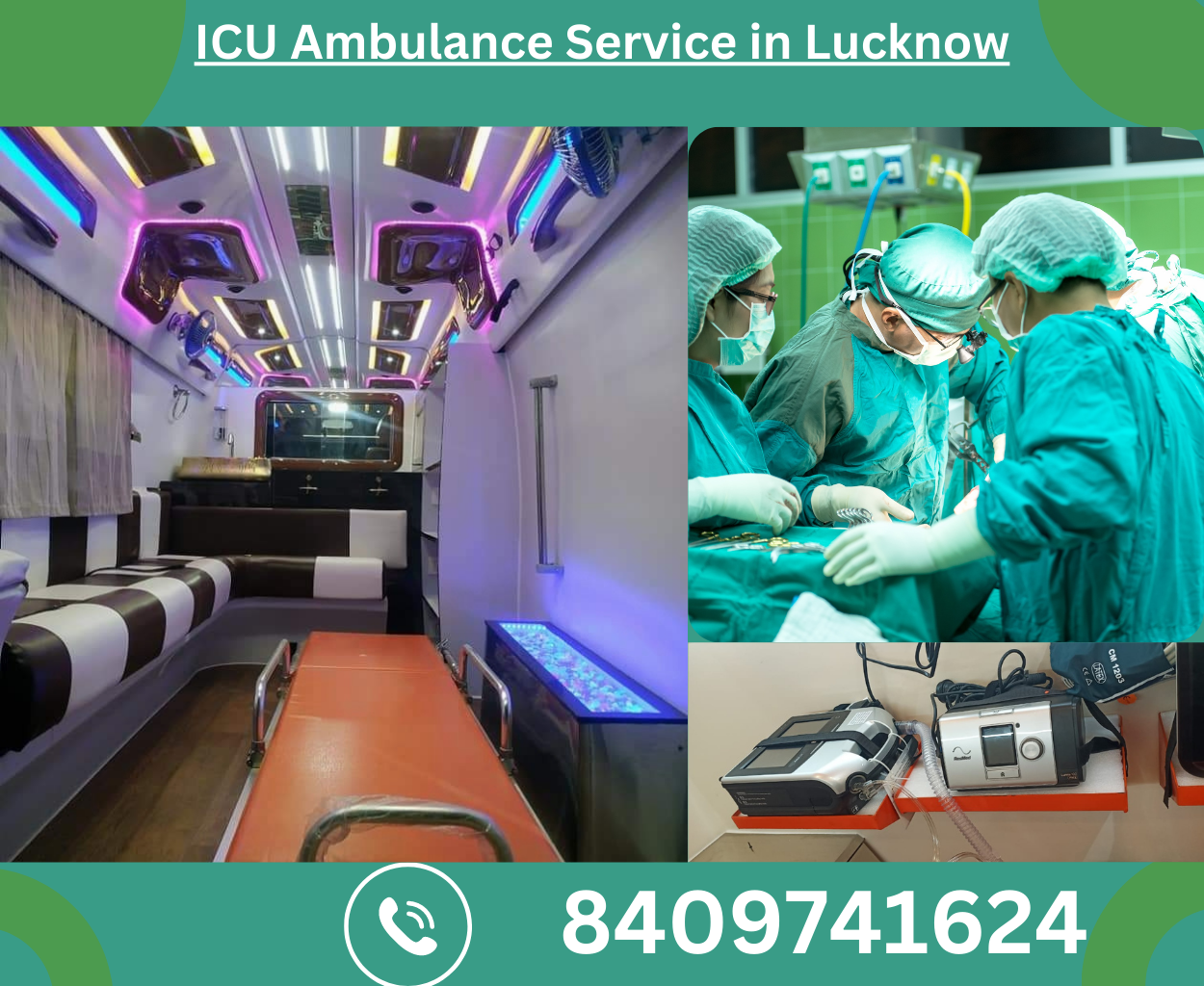 Ambulance Service in Lucknow, ICU Ambulance Service in Lucknow, Ventilator Ambulance in Lucknow